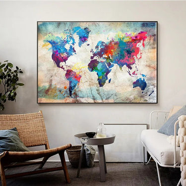 Vintage World Map Canvas Wall Art Print - InspiredGrabs.com